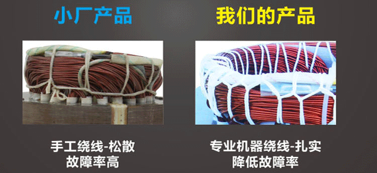 我廠定子繞阻均采用專業(yè)機器繞線相比手工繞線更扎實、故障率更低