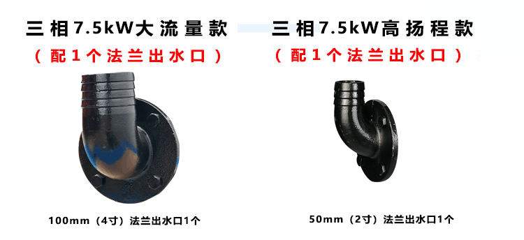 7.5kW雙刀切割泵配帶法蘭盤的75mm（3寸）口徑出水接口一個(gè)