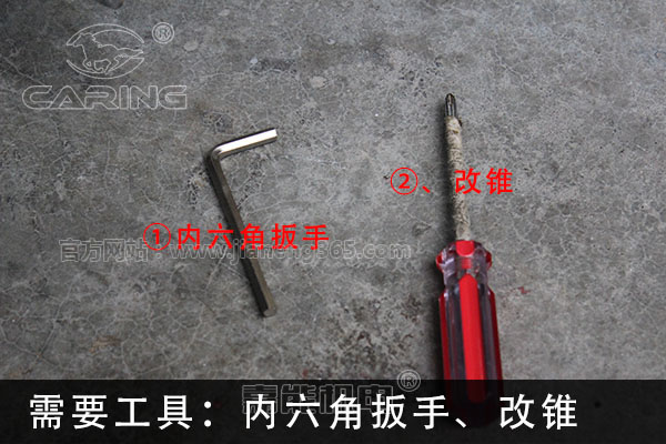 雙刀切割泵更換刀片需要的工具：內六角扳手和改錐